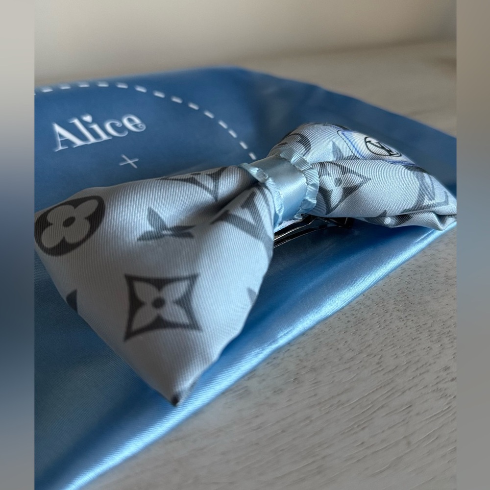 Alice + Hops Megsy Bow Upcycled Louis Vuitton Silk Scarf (one of a kind art) - Picture 3 of 7